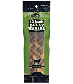 Redbarn 12" Braided Bully Sticks for Dogs. Natural, Grain-Free, Highly Palatable, Long-Lasting Dental Chews Sourced from Free-Range, Grass-Fed Cattle