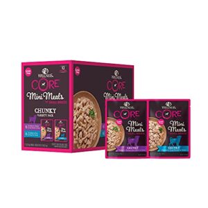 Wellness CORE Mini Meals Grain Free Wet Dog Food, Chunky, Pate, Shredded Meat in Gravy, Complete & Balanced, Dog Food Topper, Mixer or Complete Meal, Easy to Open Pouch