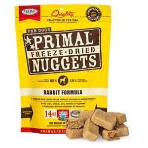 Primal Freeze Dried Dog Food Nuggets, Rabbit Formula (5.5 & 14 oz) - Crafted in The USA, Grain Free Raw Dog Food