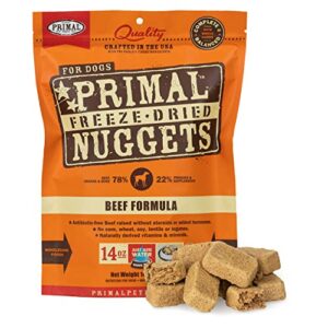 Primal Freeze Dried Dog Food Nuggets Beef Formula, Crafted in The USA Grain Free Raw Dog Food