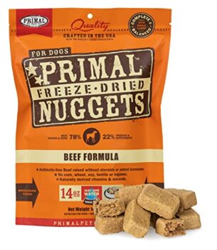 Primal Freeze Dried Dog Food Nuggets Beef Formula, Crafted in The USA Grain Free Raw Dog Food