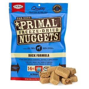 Primal Freeze Dried Dog Food Nuggets, Duck Formula (5.5 & 14 oz) - Crafted in The USA, Grain Free Raw Dog Food