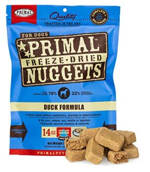 Primal Freeze Dried Dog Food Nuggets, Duck Formula (5.5 & 14 oz) - Crafted in The USA, Grain Free Raw Dog Food