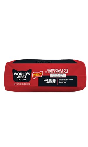 WORLD'S BEST CAT LITTER Multiple Cat Unscented, 32-Pounds - Natural Ingredients, Quick Clumping, Flushable, 99% Dust Free & Made in USA - Long-Lasting Odor Control & Easy Scooping - Image 10