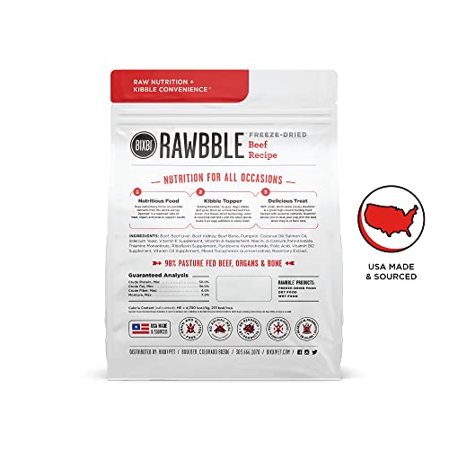 BIXBI Rawbble Freeze Dried Dog Food, Beef Recipe, 12 oz - 98% Meat and Organs, No Fillers - Pantry-Friendly Raw Dog Food for Meal, Treat or Food Topper - USA Made in Small Batches - Image 2