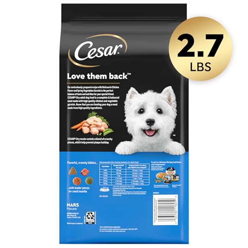 Cesar Small Breed Dry Dog Food Rotisserie Chicken Flavor and Spring Vegetables Garnish, 2.7 lb. Bag - Image 2