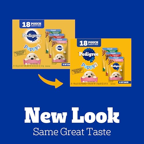 Pedigree Puppy Soft Wet Dog Food Variety Pack, 3.5 oz Pouches, 18 Count (Pack of 2) - Image 2