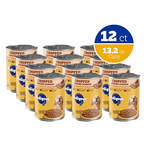 Pedigree Chopped Ground Dinner Adult Canned Soft Wet Dog Food, Filet Mignon & Bacon Flavor, 13.2 oz. Cans (12 Count, Pack of 1) - Image 2