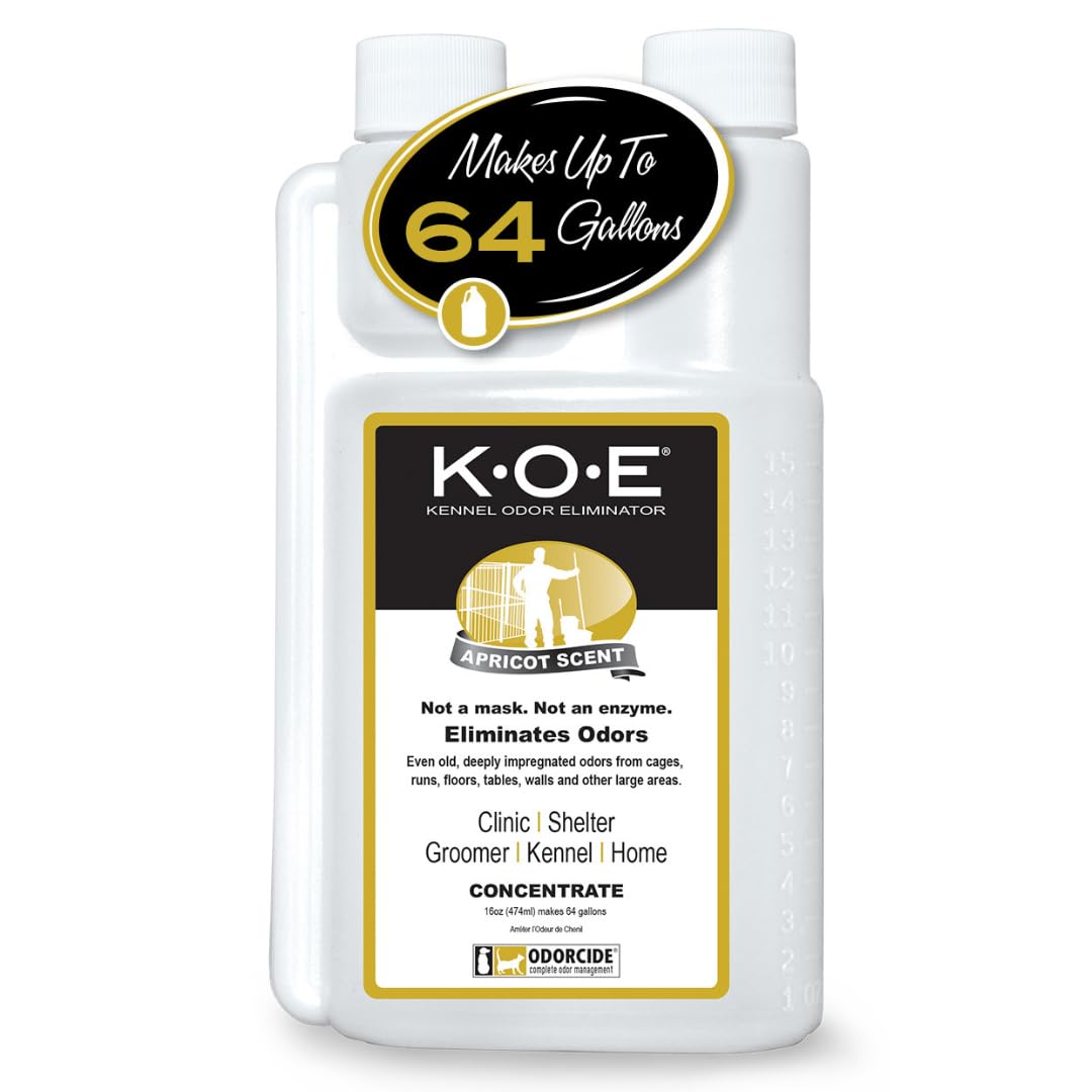 Odorcide K.O.E. Apricot Odor Eliminator 16 oz for Strong Odor for Cages, Runs & More ? Home & Kennel w/Safe, Non-Enzymatic Formula