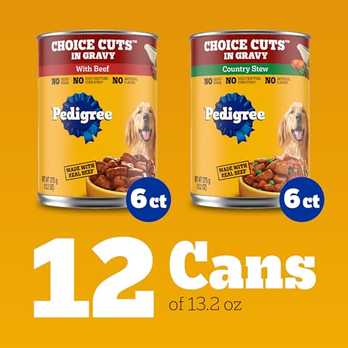 Pedigree Choice Cuts in Gravy Adult Canned Soft Wet Dog Food, Beef & Country Stew, 13.2 oz. Cans (12 Count, Pack of 1) - Image 2