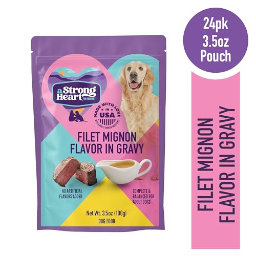 A Strong Heart Wet Dog Food Pouches, Filet Mignon Flavor in Gravy, 3.5 oz Pouches (Pack of 24), Made in The USA with Real Filet Mignon - Image 2