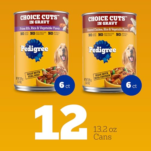 Pedigree Choice Cuts in Gravy Adult Canned Soft Wet Dog Food, Prime Rib & Chicken, 13.2 oz. Cans (12 Count, Pack of 1) - Image 2