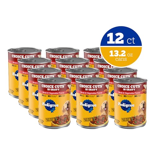 Pedigree Choice Cuts in Gravy Adult Canned Soft Wet Dog Food, Steak & Vegetable, 13.2 oz. Cans (12 Count, Pack of 1) - Image 2
