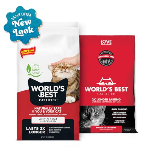 WORLD'S BEST CAT LITTER Multiple Cat Unscented, 32-Pounds - Natural Ingredients, Quick Clumping, Flushable, 99% Dust Free & Made in USA - Long-Lasting Odor Control & Easy Scooping - Image 2