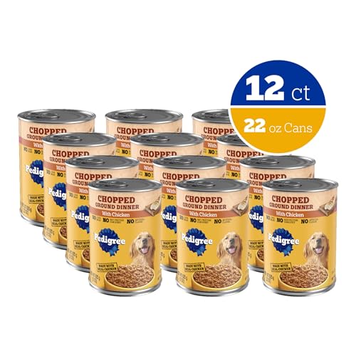 Pedigree Chopped Ground Dinner Adult Canned Soft Wet Dog Food Chicken Flavor, 22 oz. Cans (12 Count, Pack of 1) - Image 2
