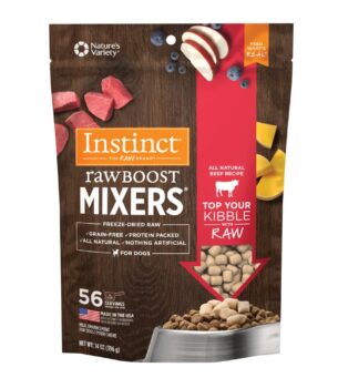 Instinct Raw Boost Mixers, Freeze Dried Dog Food Topper, Grain Free Recipe - All Natural Beef, 14 oz. Bag