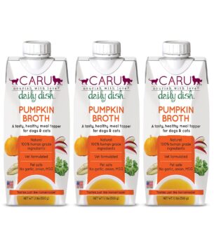 Caru - Daily Dish Pumpkin Broth Meal Topper for Dogs & Cats - Savory Pour-Over Broth - Pack of 3