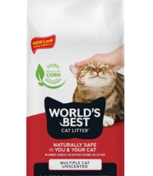 WORLD'S BEST CAT LITTER Multiple Cat Unscented, 32-Pounds - Natural Ingredients, Quick Clumping, Flushable, 99% Dust Free & Made in USA - Long-Lasting Odor Control & Easy Scooping