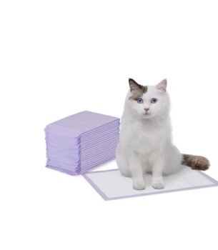 Amazon Basics Cat Litter Pee Pads, 20 Count, Universal Fit for Litter Box, Odor Control with Fresh Scent, Purple