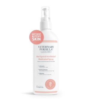 Veterinary Formula Clinical Care Hot Spot & Itch Relief Medicated Spray, 8oz ? Easy to Use Spray for Dogs & Cats ? Helps Alleviate Sensitive Skin, Scratching, and Licking of Coat (1 Pack)
