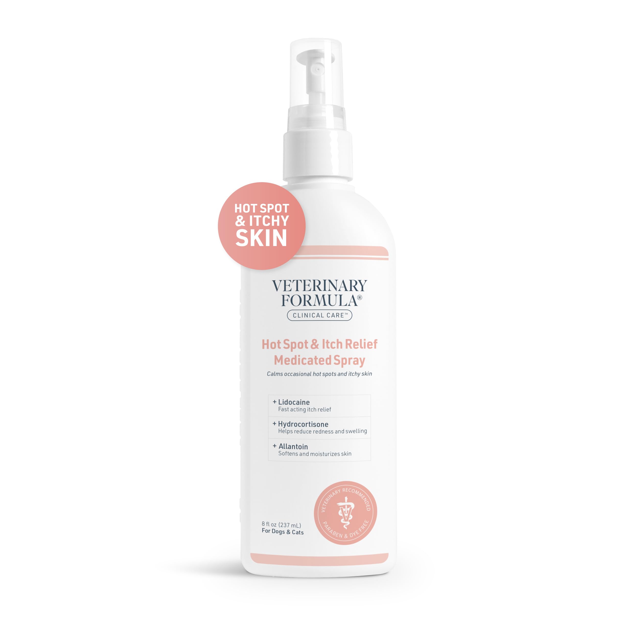 Veterinary Formula Clinical Care Hot Spot & Itch Relief Medicated Spray, 8oz ? Easy to Use Spray for Dogs & Cats ? Helps Alleviate Sensitive Skin, Scratching, and Licking of Coat (1 Pack)