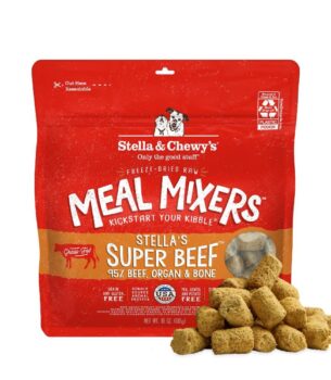 Stella & Chewy's Freeze-Dried Raw Beef Meal Mixers- Dog Food Topper and Mixer - Made with 95% Grass-Fed Beef, Organs & Bone - Perfect for Picky Eaters - Grain-Free - 18 oz