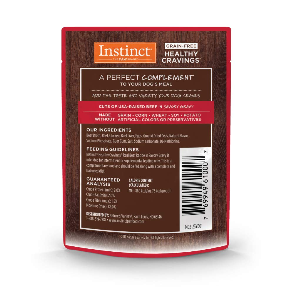 Instinct Healthy Cravings Natural Wet Dog Food Topper, Grain Free Recipe - Real Beef, 3 oz. Pouches (Pack of 24) - Image 2