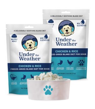 Under the Weather Bland Diet for Dogs | Easy to Digest for Sick Dogs | Always Be Ready | Contains Electrolytes - All Natural Freeze Dried 100% Human Grade Meats | 2 Pack - Chicken, Rice - 6oz
