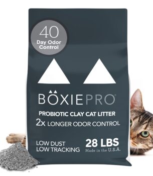 Boxie Probiotic Cat Litter, 30 Day Odor Control, Clumping Clay Kitty Litter, Odor Eliminating Probiotics, Dust-Free, No Fragrances No Fillers, 28 lb
