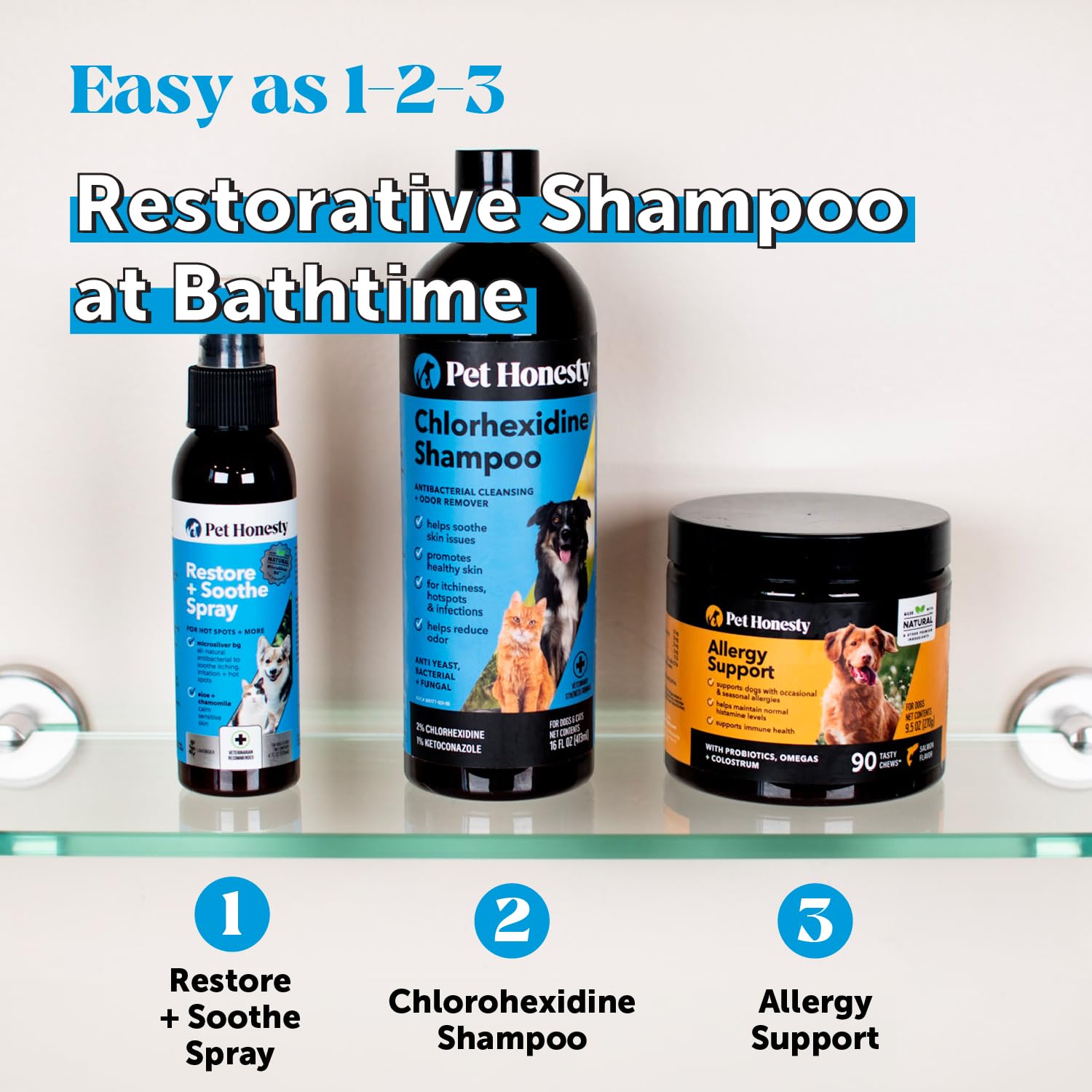 Chlorhexidine Cat & Dog Seasonal Itch Relief Shampoo, for Allergies, Itching, Skin and Coat Supplement, Helps Shedding, Hot Spots, Deodorizing Dog Shampoo & Grooming Supplies,16oz - Image 4