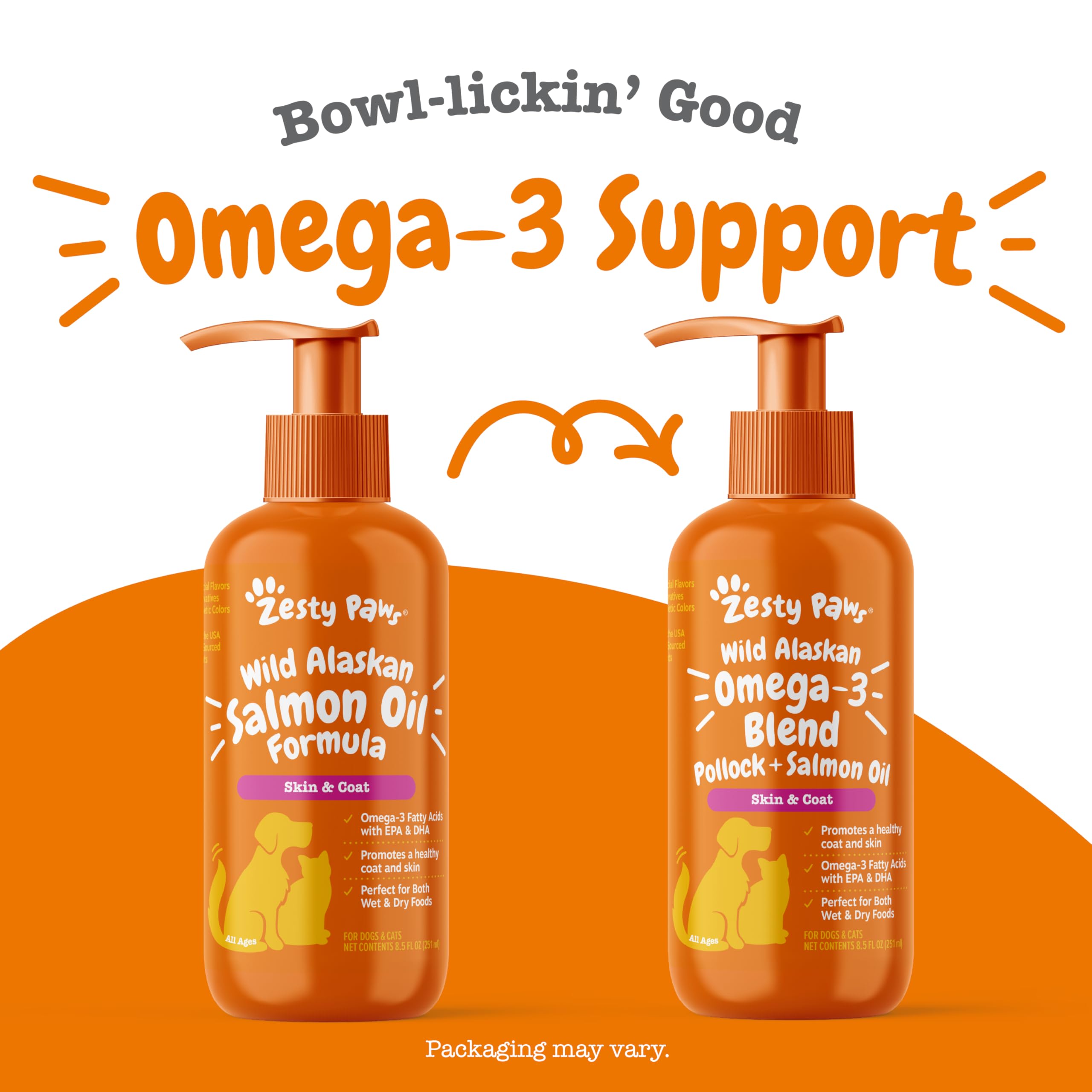 Zesty Paws Wild Alaskan Omega-3 Blend Pollock + Salmon Oil for Dogs and Cats- Skin and Coat Support, Omega 3 Supplement for Pets, 8.5oz - Image 6