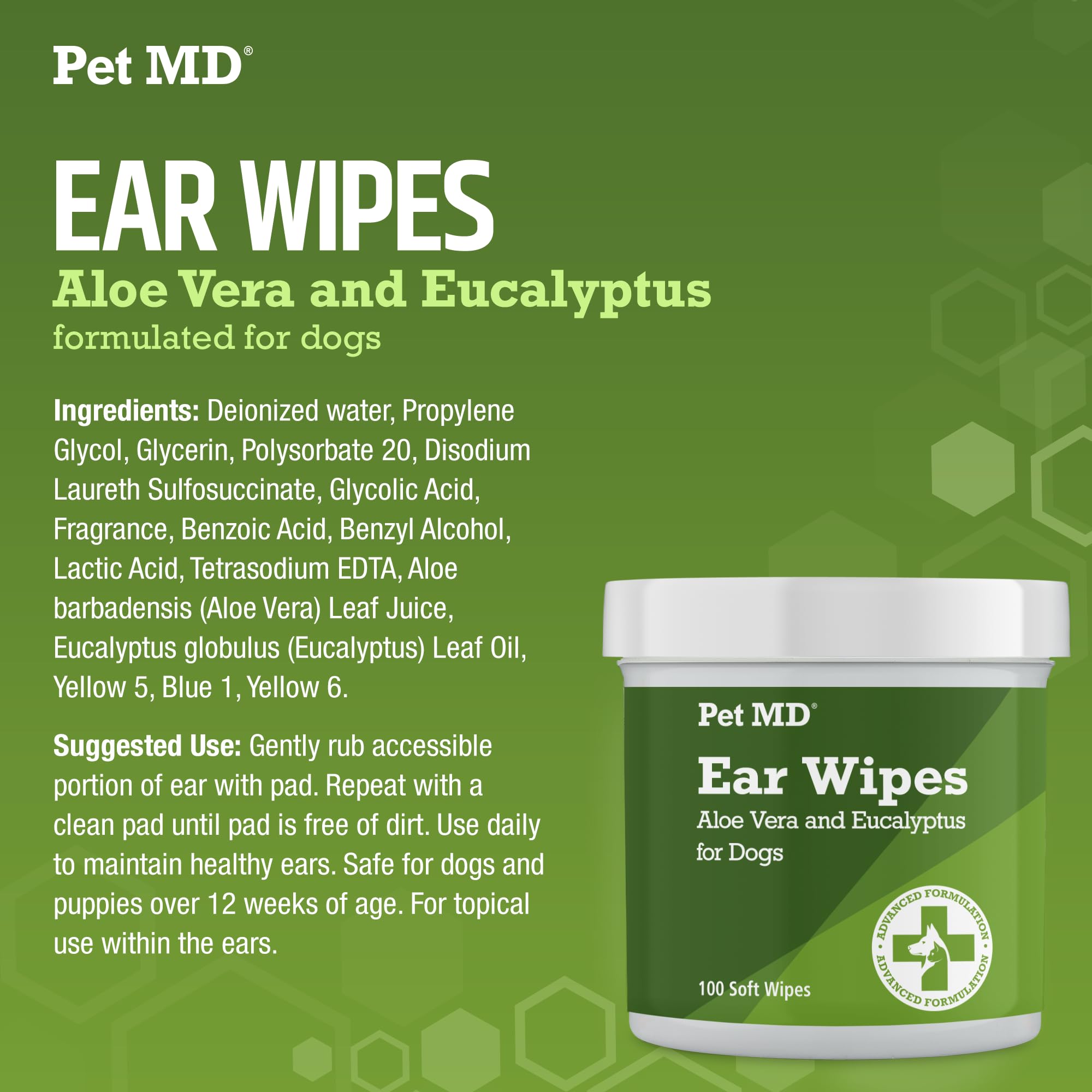 Pet MD - Dog Ear Cleaner Wipes - Otic Cleanser for Dogs to Stop Ear Itching, and Infections with Aloe and Eucalyptus - 100 Count - Image 5