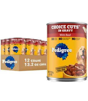 Pedigree Choice Cuts in Gravy Adult Canned Soft Wet Dog Food, Beef, 13.2 oz. Cans (12 Count, Pack of 1)