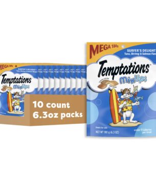 Temptations MixUps Surfer's Delight Flavor Crunchy and Soft Cat Treats, 6.3 oz. Pouch (Pack of 10)