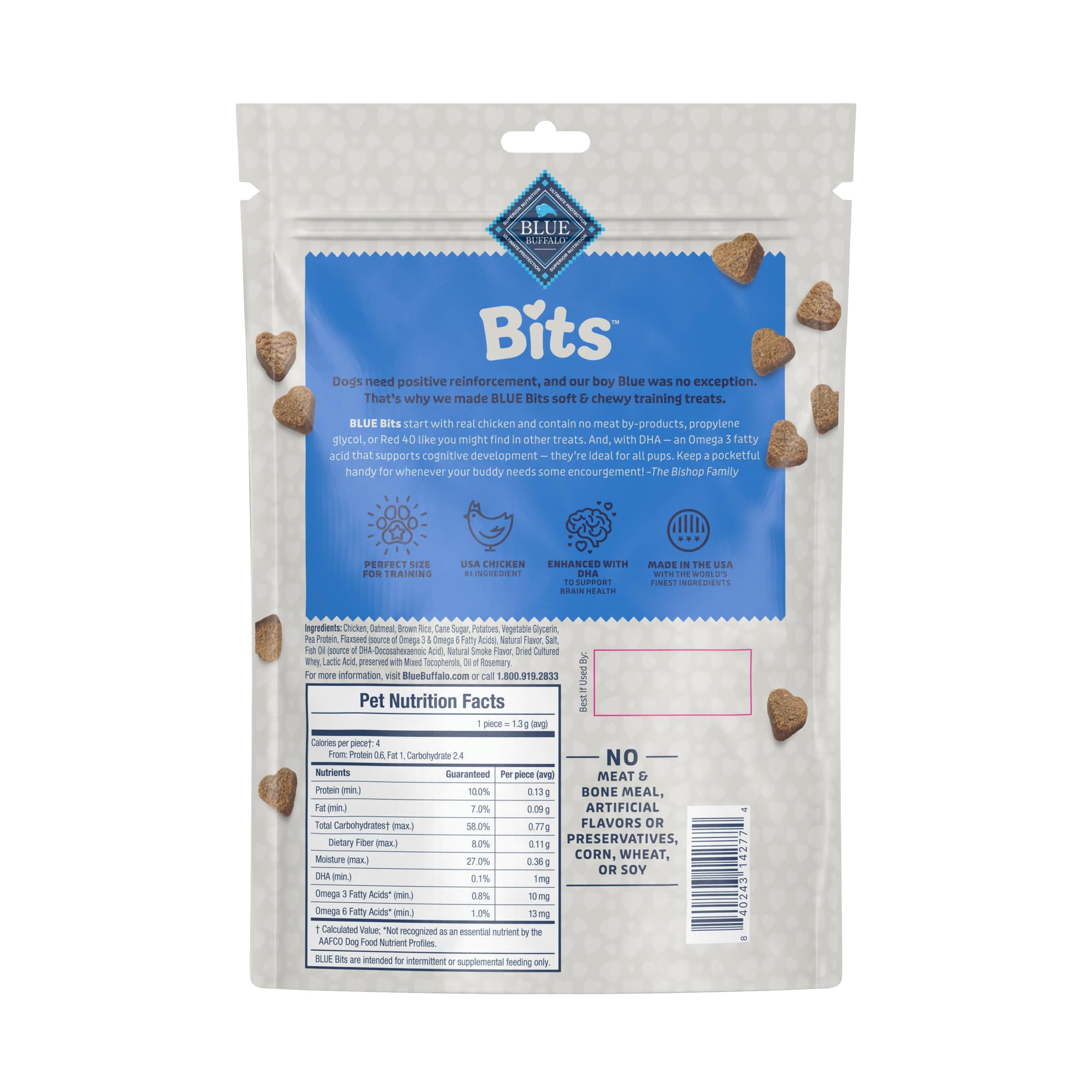 Blue Buffalo Bits Soft Dog Treats for Training, Made With Natural Ingredients & Enhanced with DHA, Chicken Recipe, 19-oz Bag - Image 2