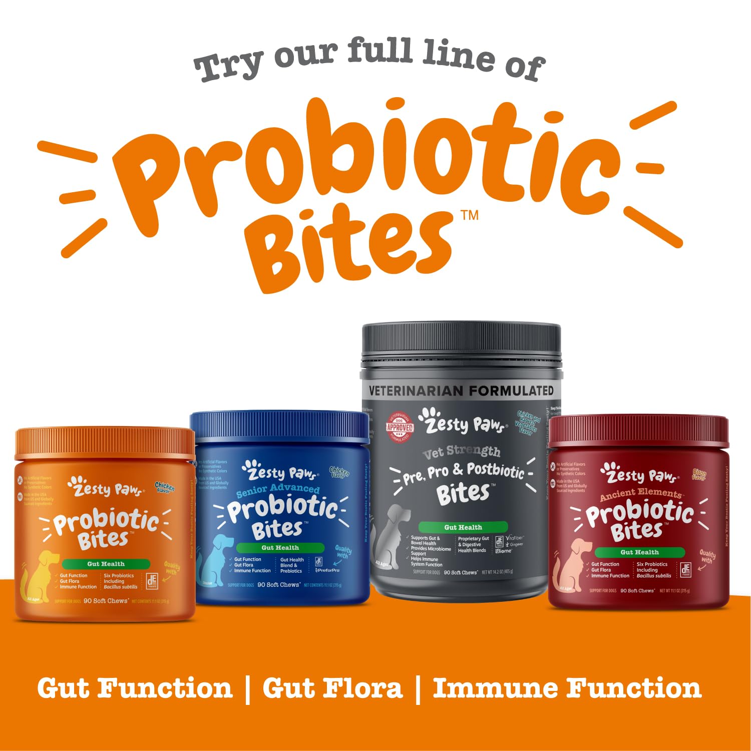 Zesty Paws Probiotics for Dogs, Digestive Enzymes Gut Flora, Digestive Health, Diarrhea & Bowel Support, DE111, Dog Probiotics Soft Chew for Pet Immune System, Chicken, 90 Ct - Image 6