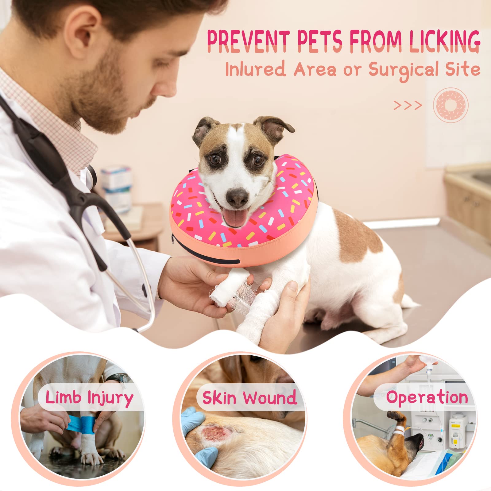Supet Inflatable Dog Cone Collar Alternative After Surgery, Doggie Neck Donut Collar Recovery ECollar for Post Surgery, Soft Dog Cone for Small Medium Puppies Cats - Image 2
