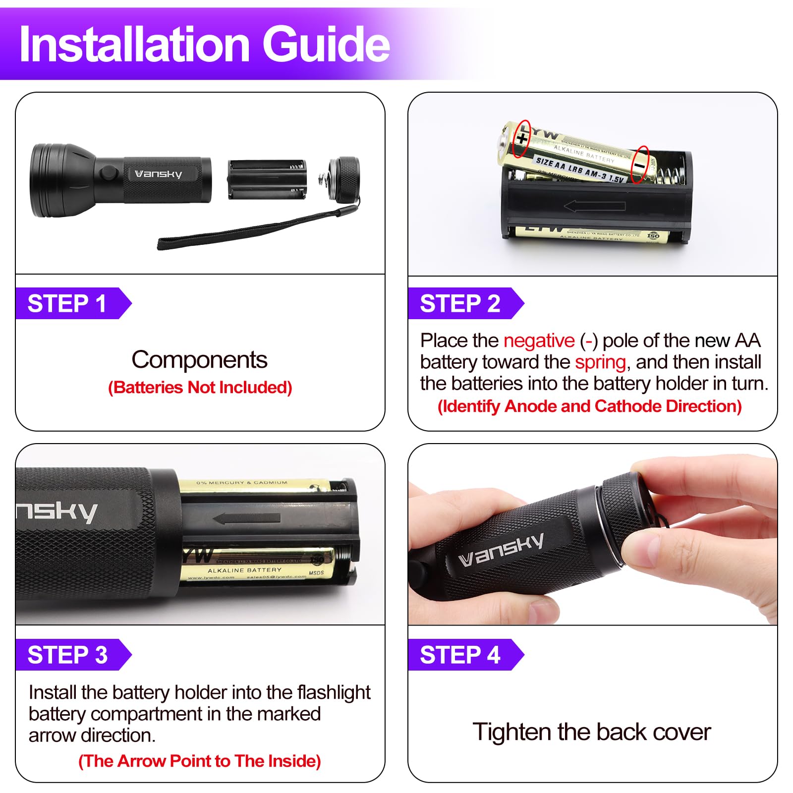Vansky UV Flashlight Black Light, 51 LED Blacklight Pet Urine Detector for Dog/Cat Urine, Dry Stains, Bed Bug, Resin Curing, Scorpions Finder - Image 6
