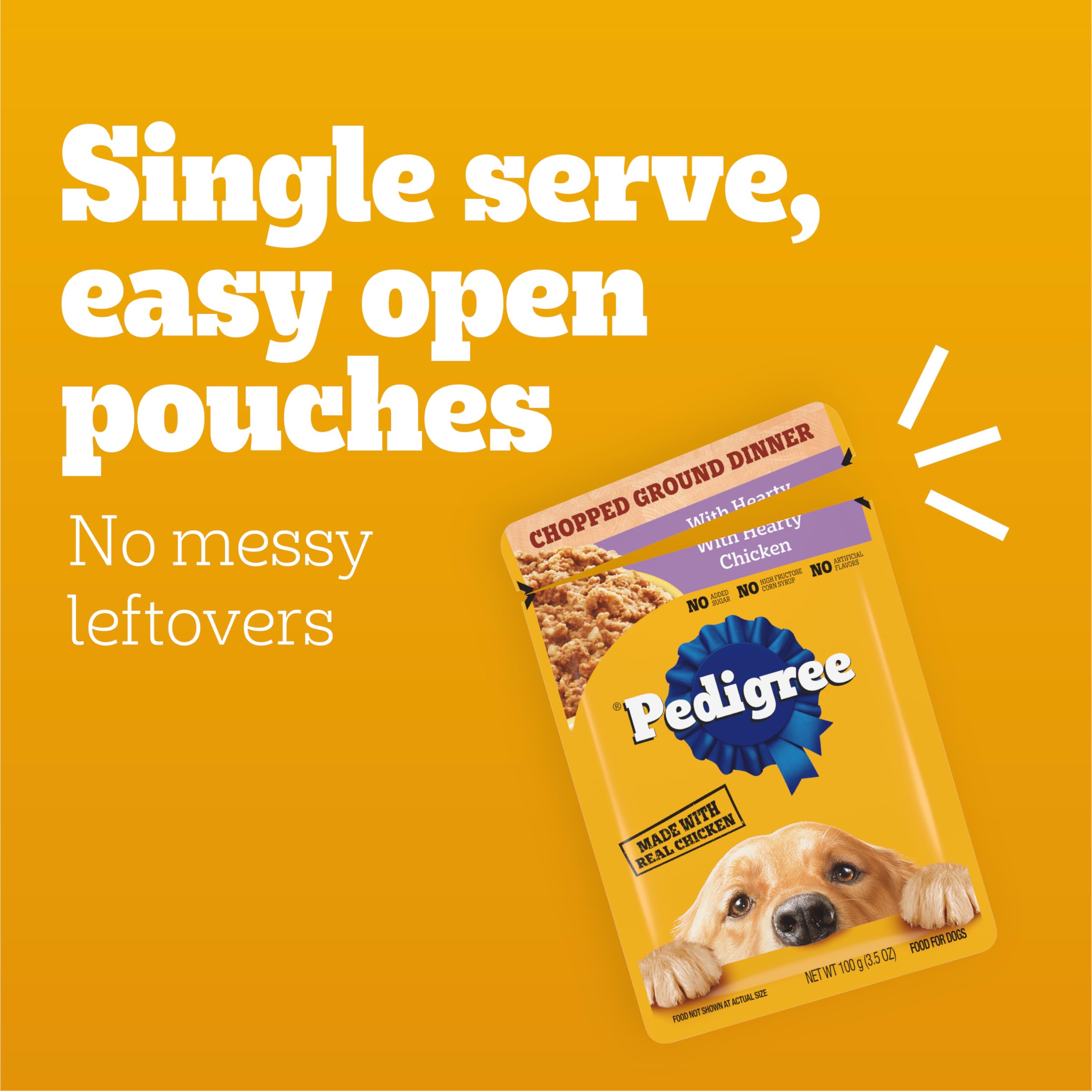 Pedigree Chopped Ground Dinner Adult Soft Wet Dog Food 18-Count Cheese Variety Pack, 3.5 oz. Pouches - Image 5