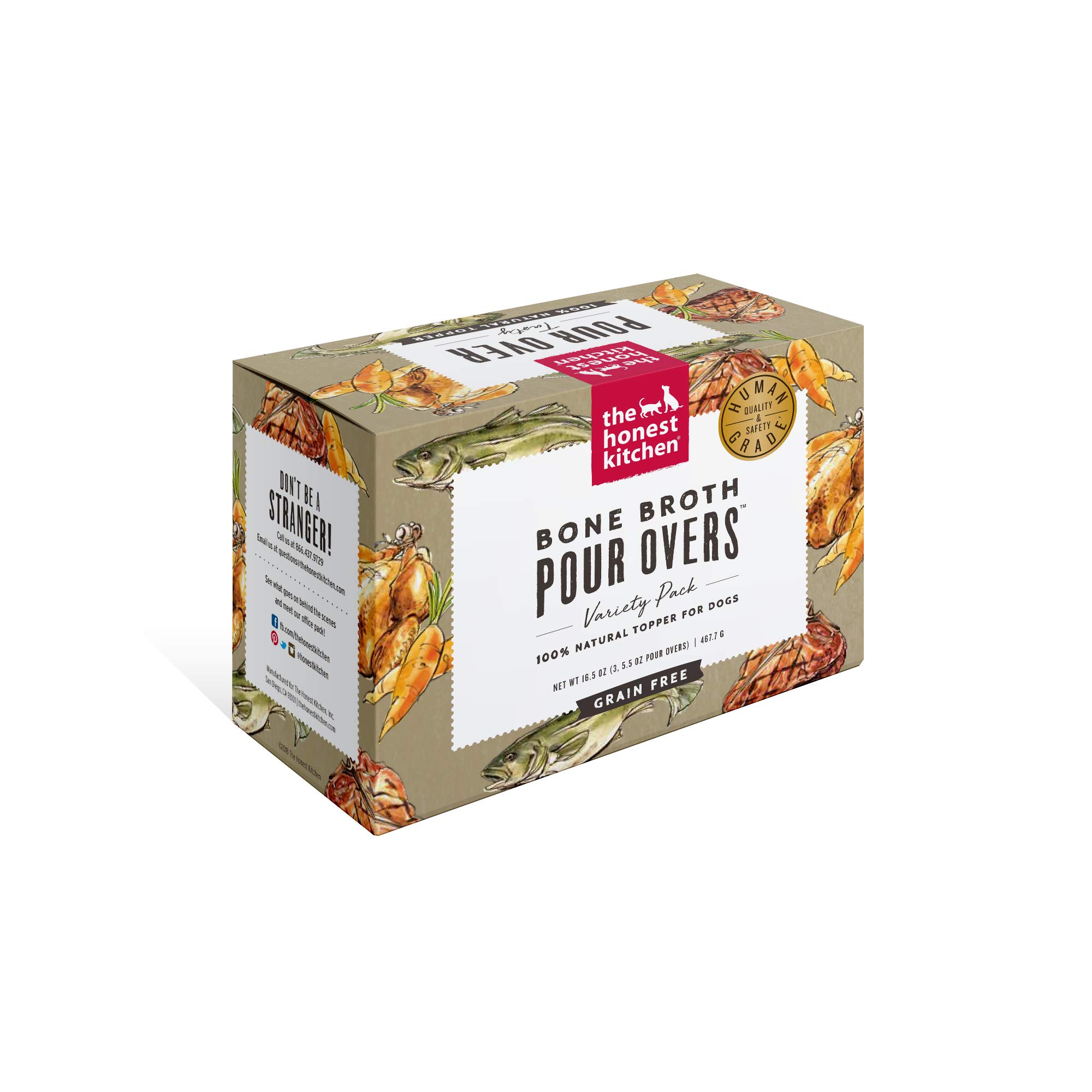 The Honest Kitchen Bone Broth POUR OVERS? Wet Toppers for Dogs (Variety Pack of 3), 5.5 oz - Image 2