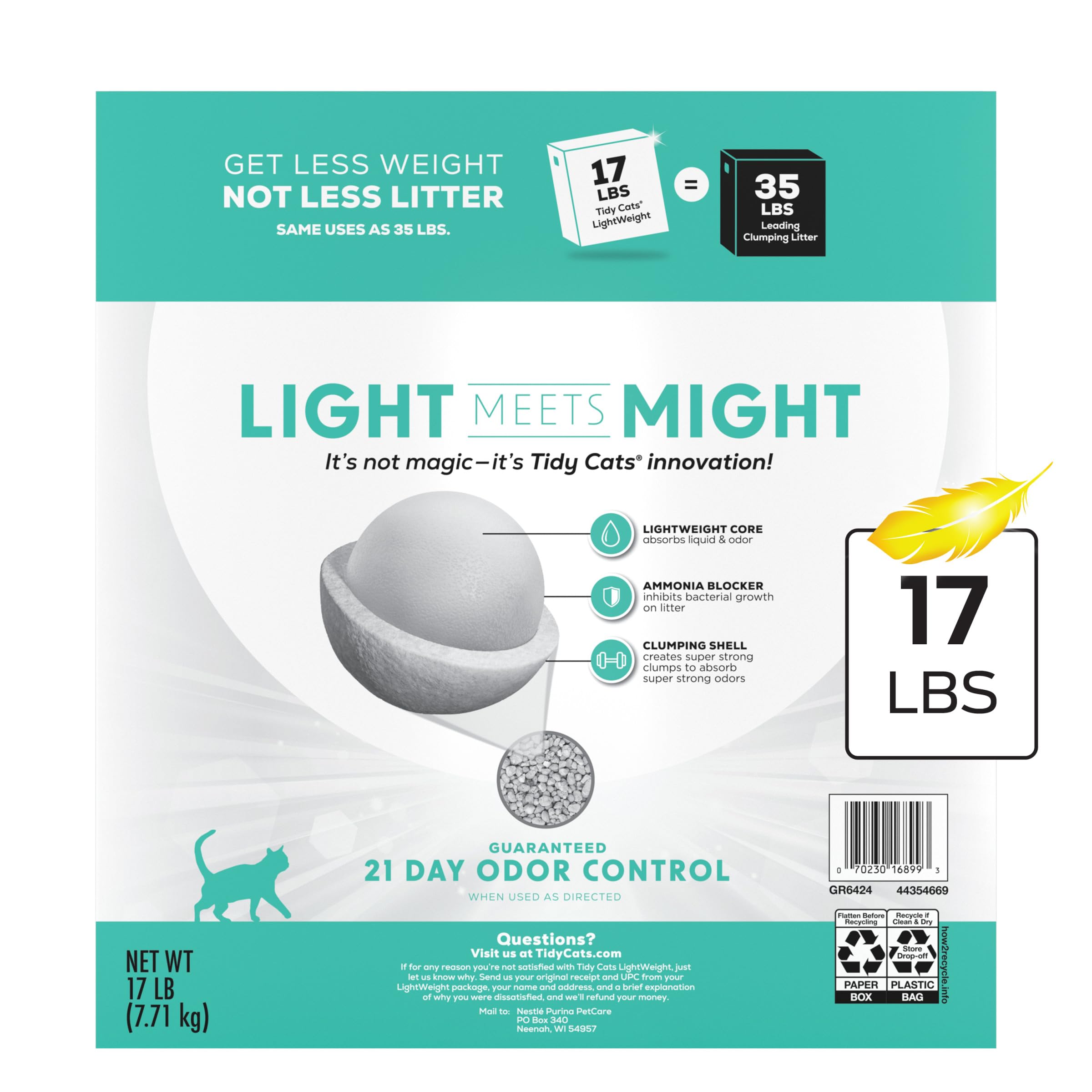 Purina Tidy Cats LightWeight?Free and Clean Unscented, Multi-Cat, Clumping, 99.9 Percent Dust Free Cat Litter - 17 lb. Box - Image 8