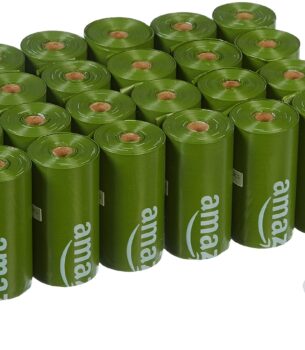 Amazon Basics Dog Poop Bags with Dispenser, 540 Count, Enhanced for Guaranteed Leakproof, Unscented, Includes Leash Clip