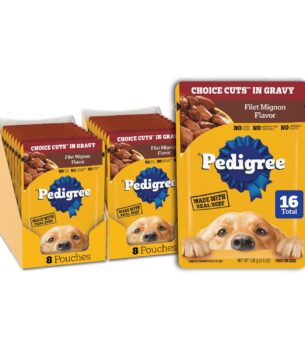 Pedigree Choice Cuts in Gravy Adult Soft Wet Dog Food 16-Count Filet Mignon Flavor, 3.5 oz Pouches