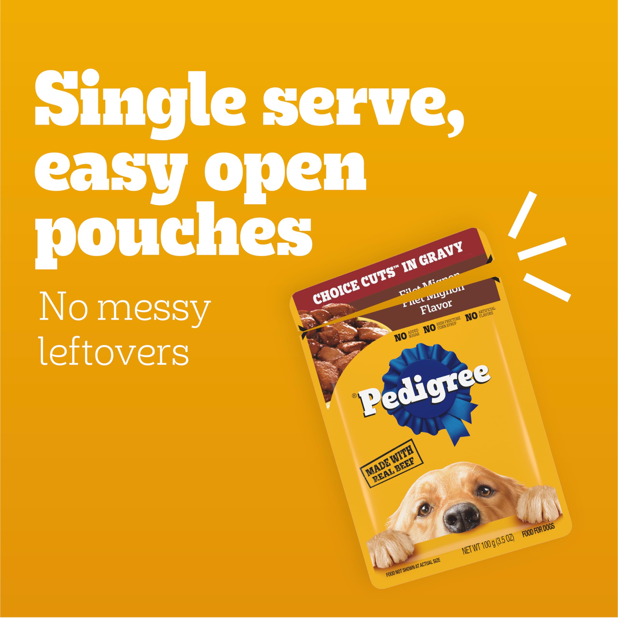 Pedigree Choice Cuts in Gravy Adult Soft Wet Dog Food 16-Count Filet Mignon Flavor, 3.5 oz Pouches - Image 3