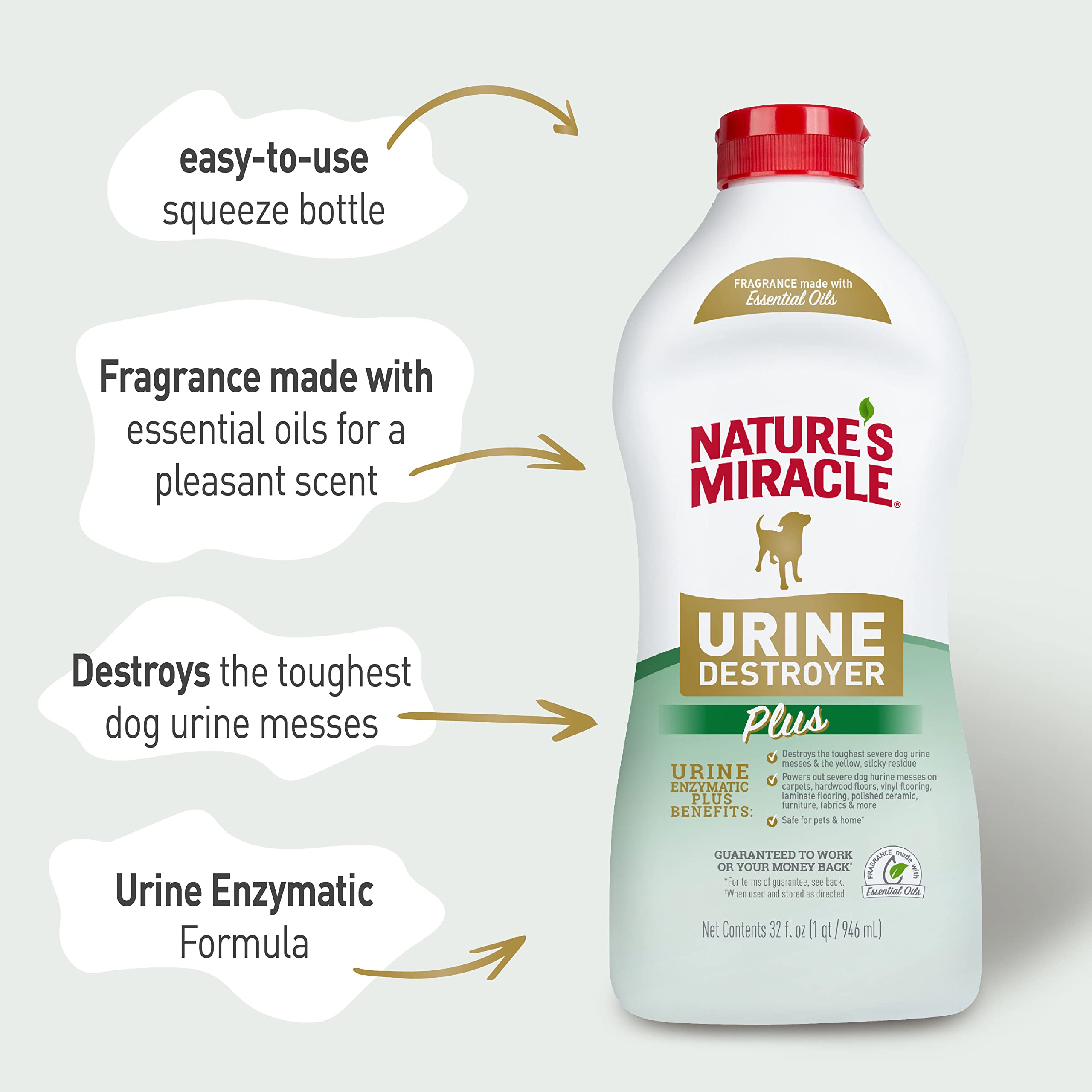 Nature's Miracle Urine Destroyer Plus for Dogs, Enzymatic Formula for Severe Dog Urine Stains, 32 fl oz - Image 6