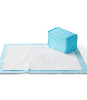 Amazon Basics X-Large Absorbent Puppy Pads, Leak-Proof, Quick-Dry, 28 x 34 Inches, Pack of 50, Blue & White