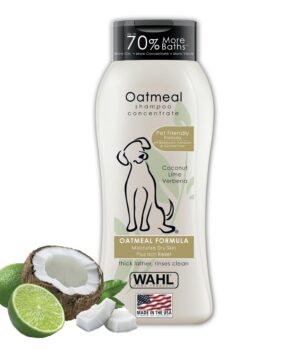 Wahl USA Dry Skin & Itch Relief Pet Shampoo for Dogs ? Oatmeal Formula with Coconut Lime Verbena Scent & Pet Friendly Formula, 24 Oz - Model 820004A