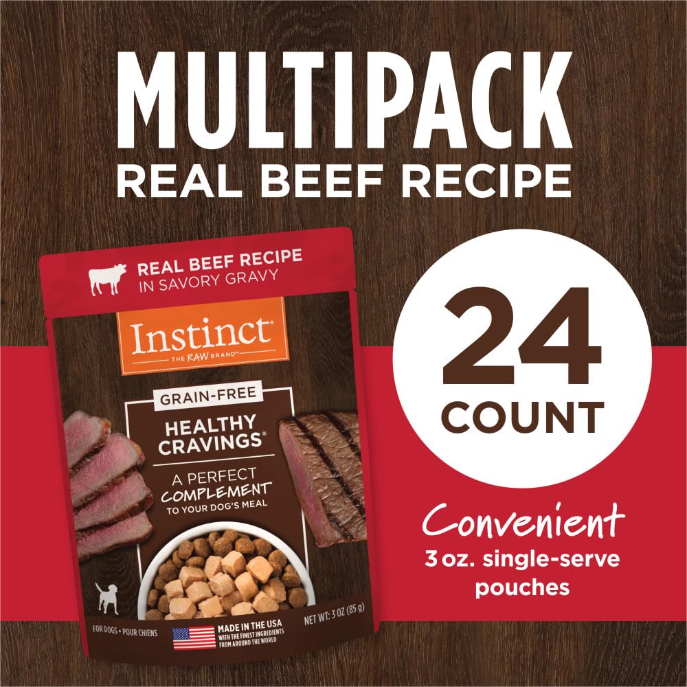 Instinct Healthy Cravings Natural Wet Dog Food Topper, Grain Free Recipe - Real Beef, 3 oz. Pouches (Pack of 24) - Image 6