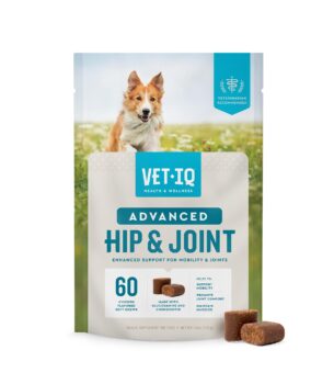 VetIQ Advanced Hip & Joint Chews For Dogs, 60 Count, Chicken Flavored Supplements Made with Glucosamine, Omega 3?s, Chondroitin, MSM & Green Lipped Mussel, Increases Mobility & Maintains Muscles