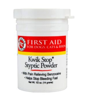 Miracle Care Kwik Stop Styptic Powder For Dogs, Cats and Birds, 0.5 Ounce, Fast Acting Blood Stop Powder with Pain Relieving Benzocaine